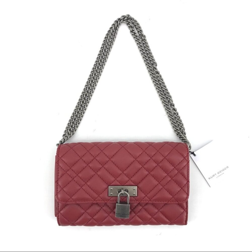 Kurt Geiger Red Leather Crossbody Wallet | Turn Lock Closure - Picture 1 of 9